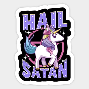 Cute & Funny Hail Satan Unicorn Satanic Metal Pun Sticker